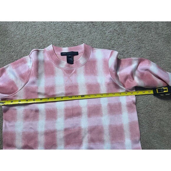 Marc By Marc Jacobs Women’s M Plaid Sweatshirt Blurred Gingham Piggy Pink - Picture 9 of 10